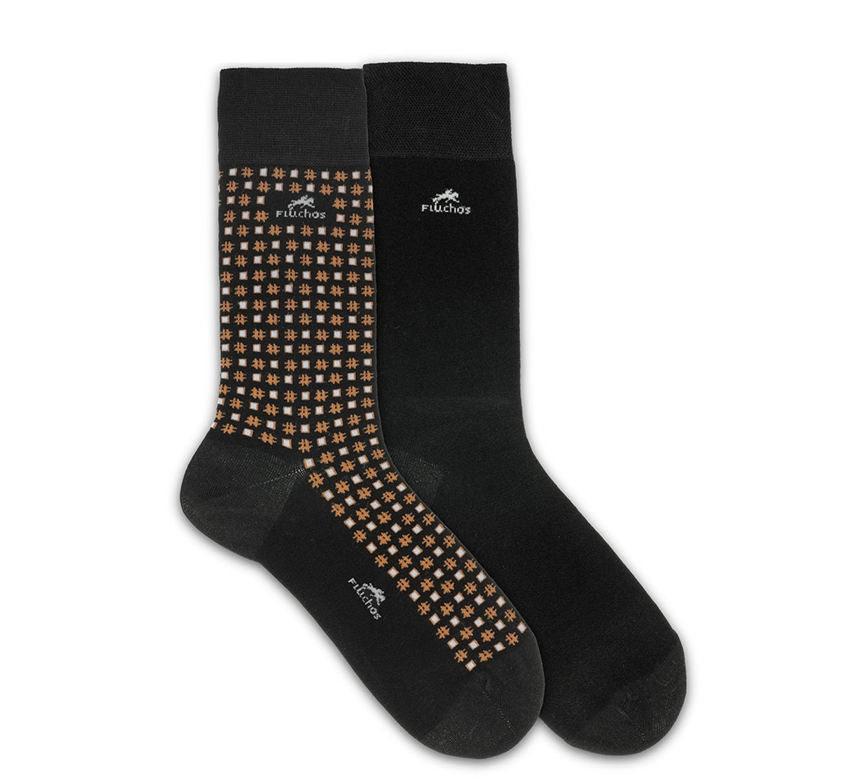 CA0009 Calcetin largo Black-Brown dots 2p-0