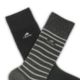 CA0009 Calcetin largo Black-Grey stripes 2p-3