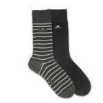 CA0009 Calcetin largo Black-Grey stripes 2p-0