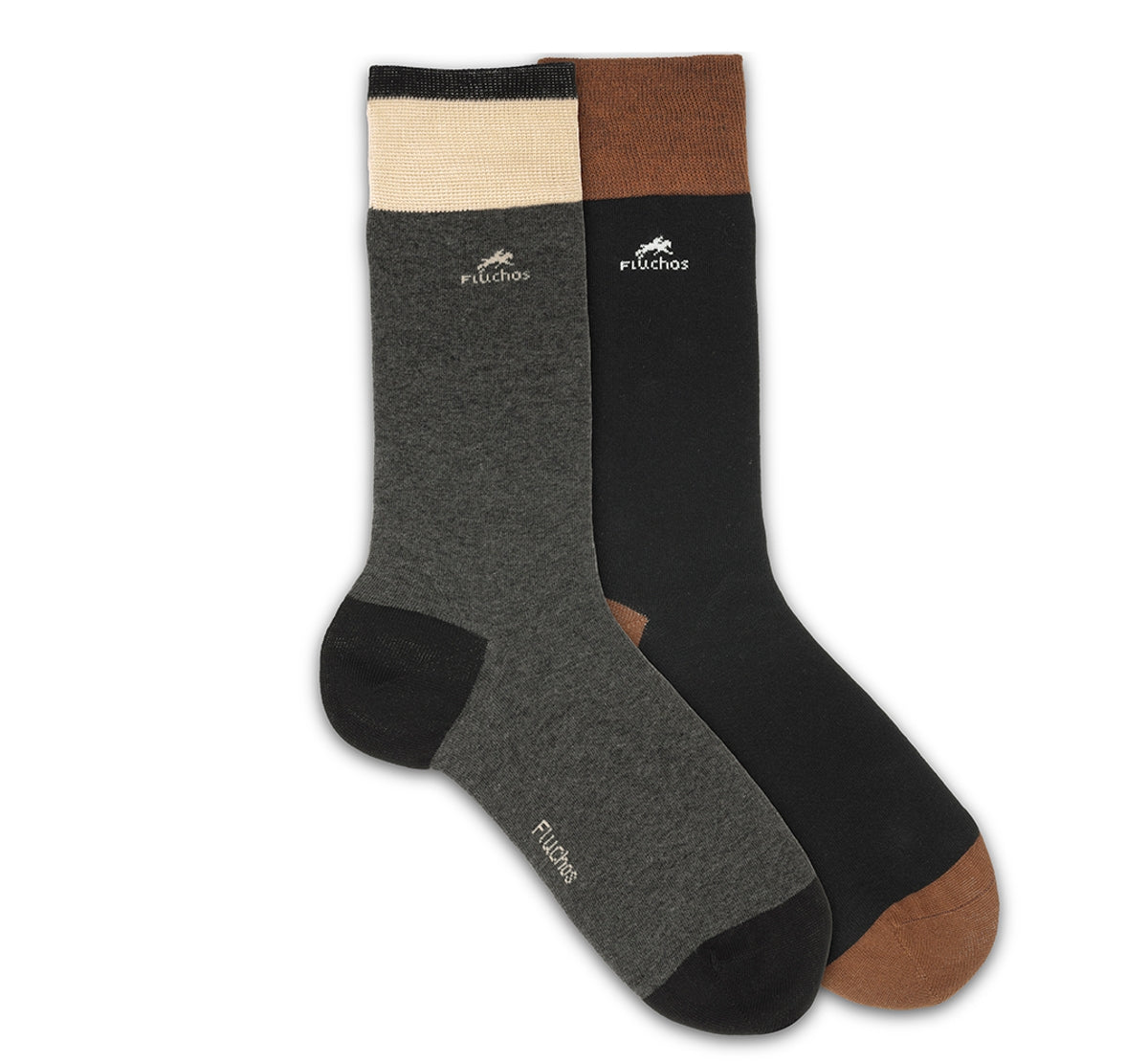 CA0009 Calcetin largo Black-Grey beig 2p-0